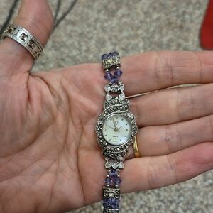 Vintage Picador Elegant Silver and Purple Women's Watch Works New Battery